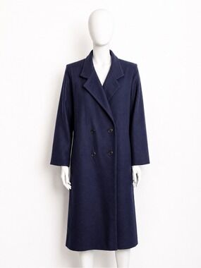 Vintage 1980s Electre Paris Navy Wool Coat